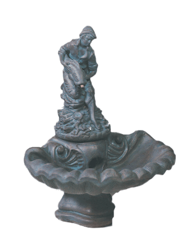 Small One Tier With Fisherboy Cast Stone Outdoor Garden Fountain With Spout Fountain Tuscan